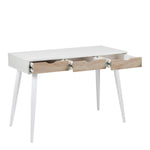 Neptun 3 Drawer Desk in White with 3 Oak Drawers