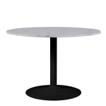 Tarifa Round Dining Table with White Polished Marble Top and Black Base