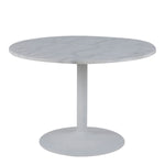 Tarifa Round Dining Table with White Polished Marble Top and White Base