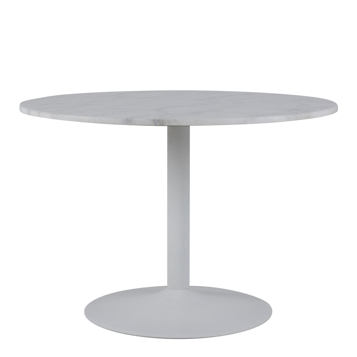 Tarifa Round Dining Table with White Polished Marble Top and White Base