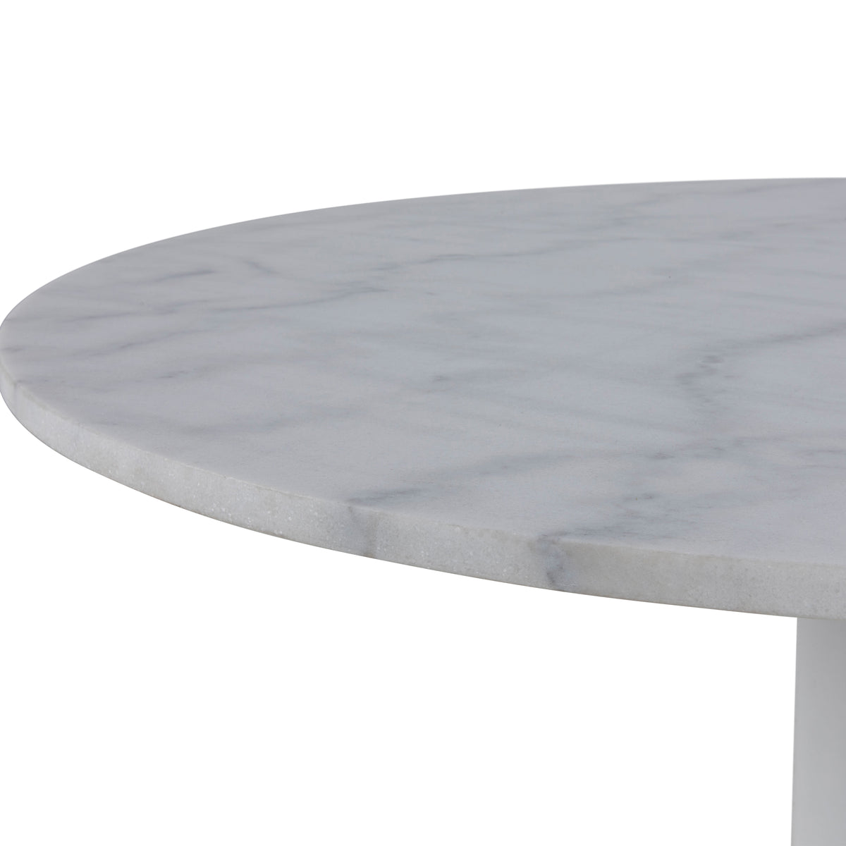 Tarifa Round Dining Table with White Polished Marble Top and White Base