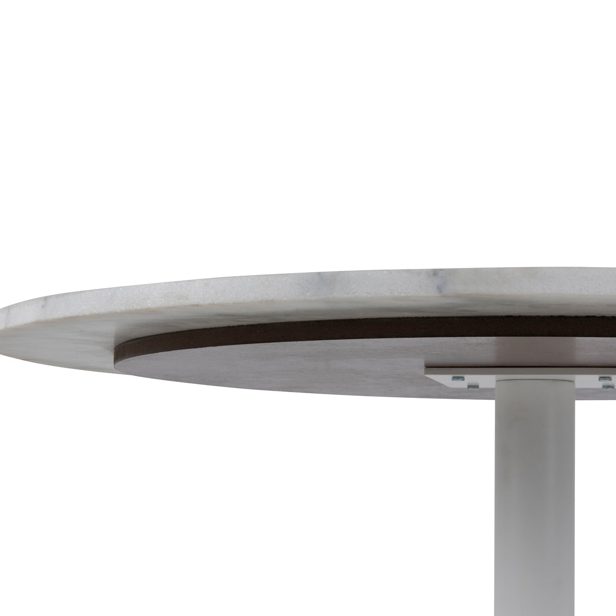 Tarifa Round Dining Table with White Polished Marble Top and White Base