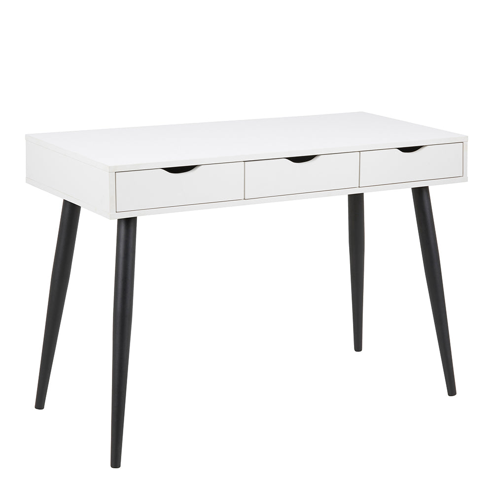 Neptun 3 Drawer Office Desk in White with Black Legs