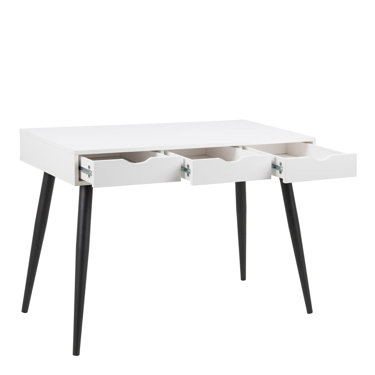 Neptun 3 Drawer Office Desk in White with Black Legs