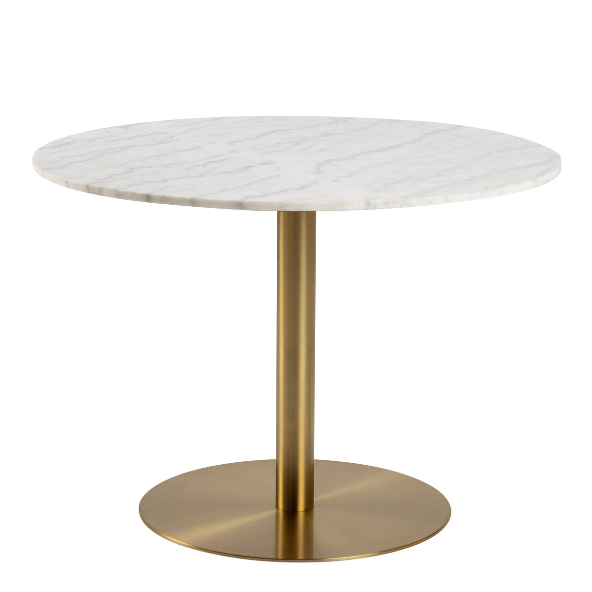 Corby Round Dining Table with White Polished Marble Top & Gold Base