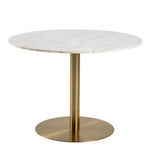 Corby Round Dining Table with White Polished Marble Top & Gold Base