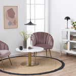 Corby Round Coffee Table with White Polished Marble Top & Gold Base