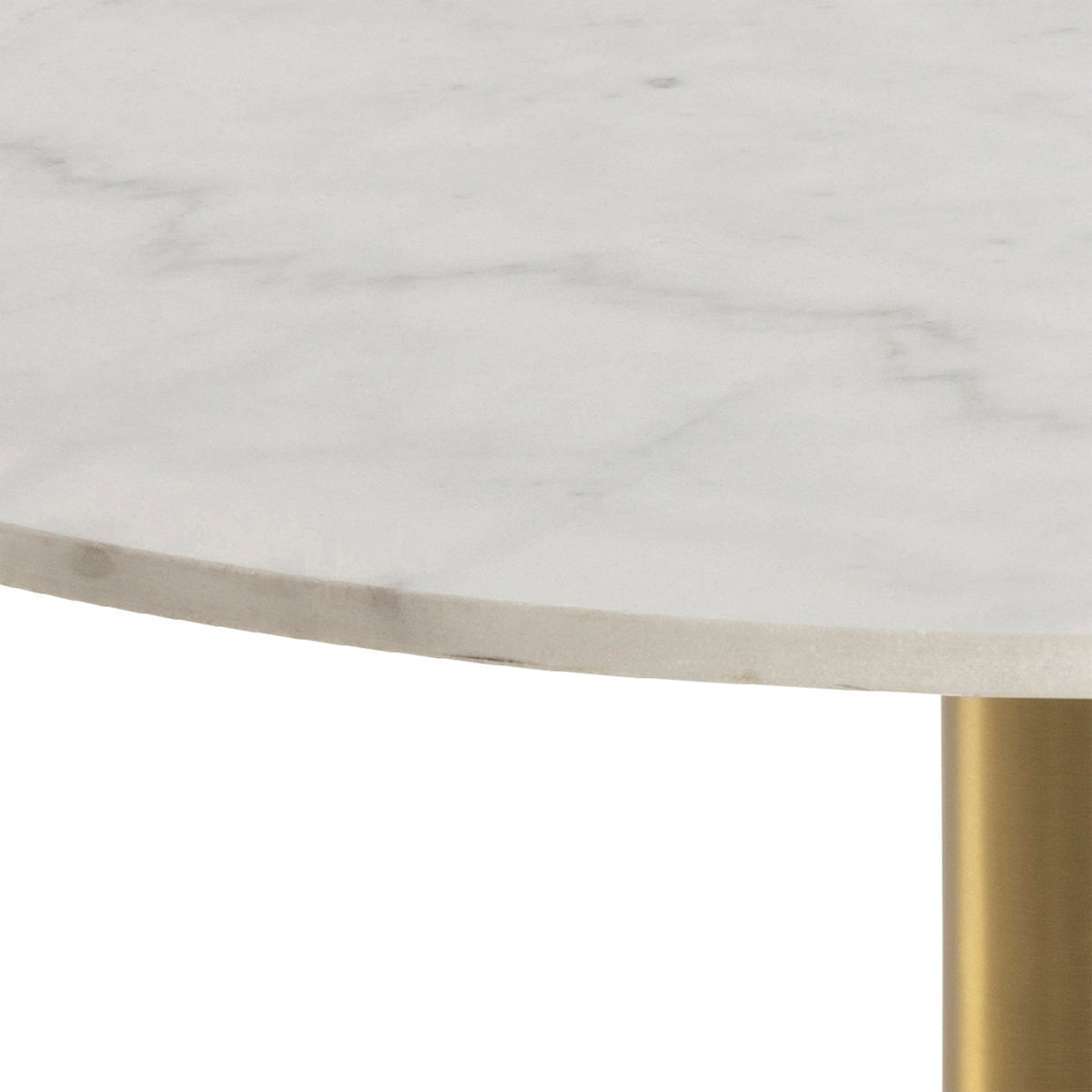 Corby Round Coffee Table with White Polished Marble Top & Gold Base