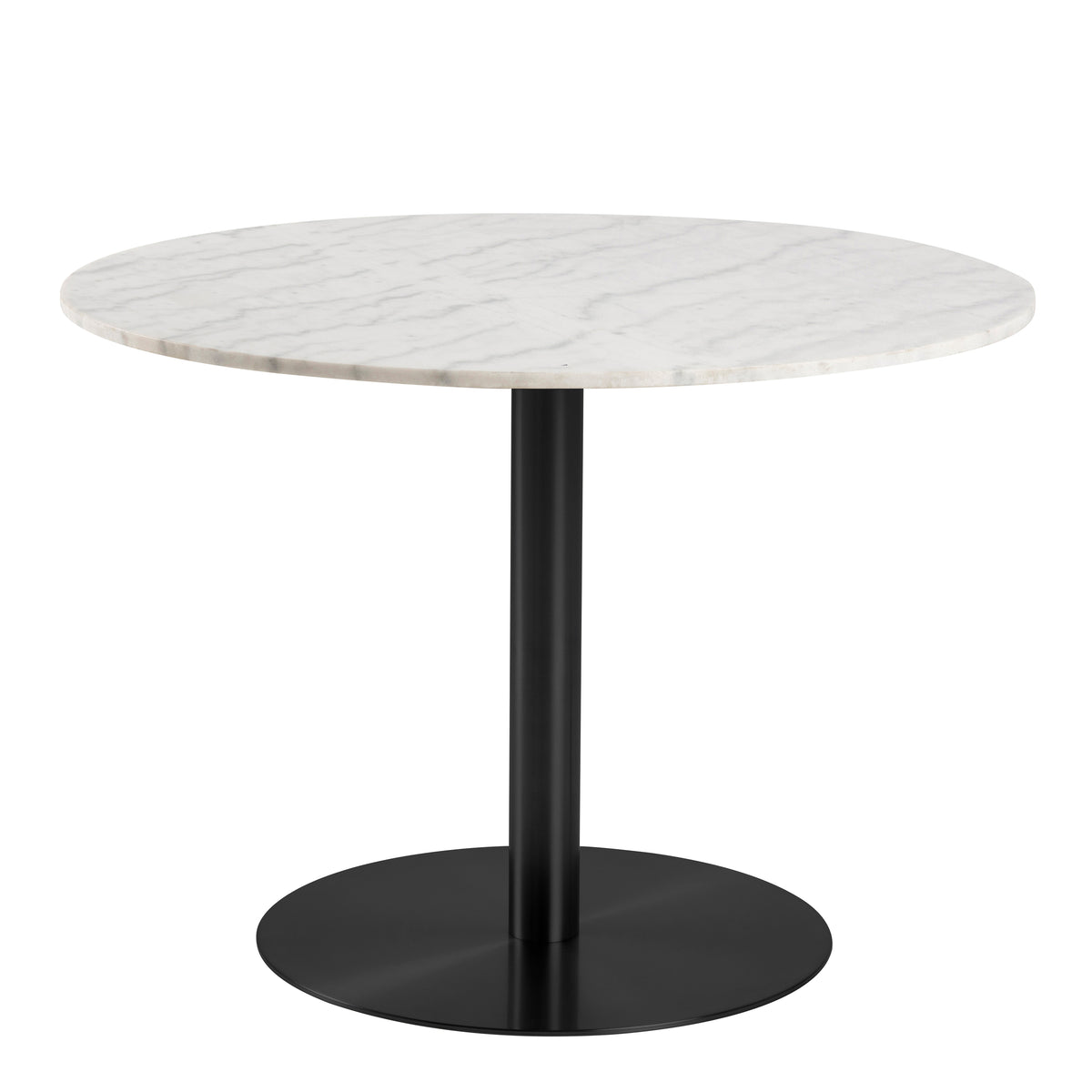 Corby Round Dining Table with White Polished Marble Top & Black Base