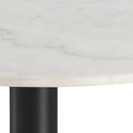 Corby Round Dining Table with White Polished Marble Top & Black Base