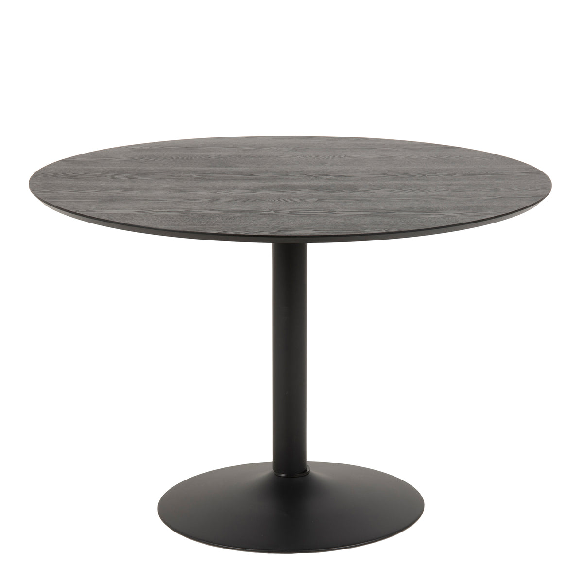 Ibiza Round Dining Table with Black Ash Top and Matt Black Base