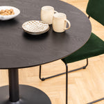 Ibiza Round Dining Table with Black Ash Top and Matt Black Base