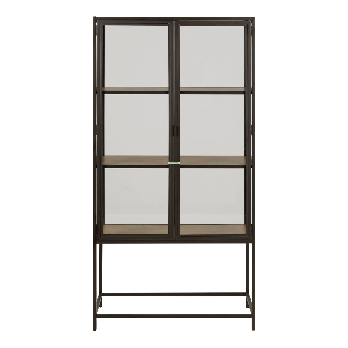 Seaford 2 Glass Door Display Cabinet in Black & Oak