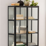 Seaford 2 Glass Door Display Cabinet in Black & Oak