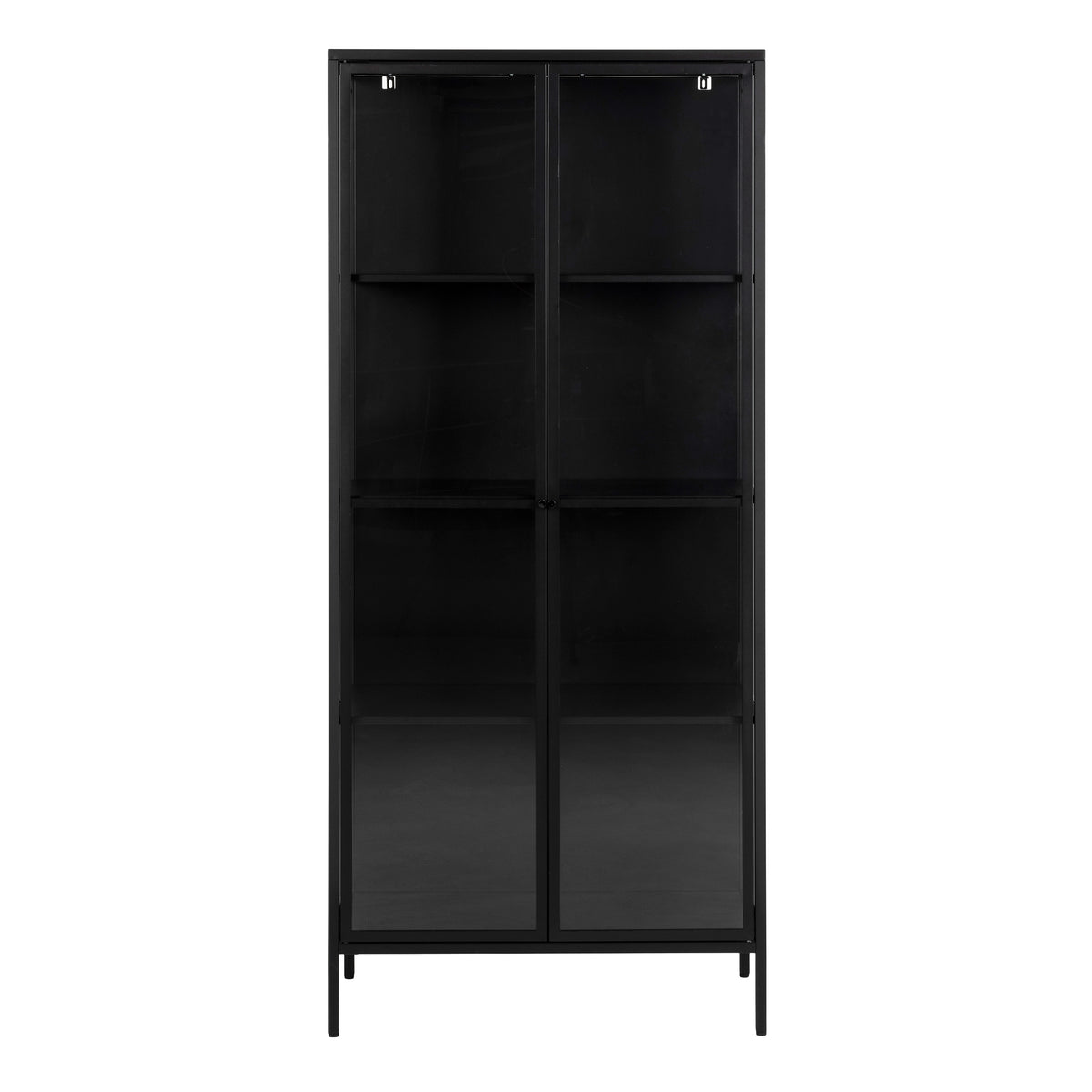 Newcastle Tall 2 Door Display Cabinet in Matt Black