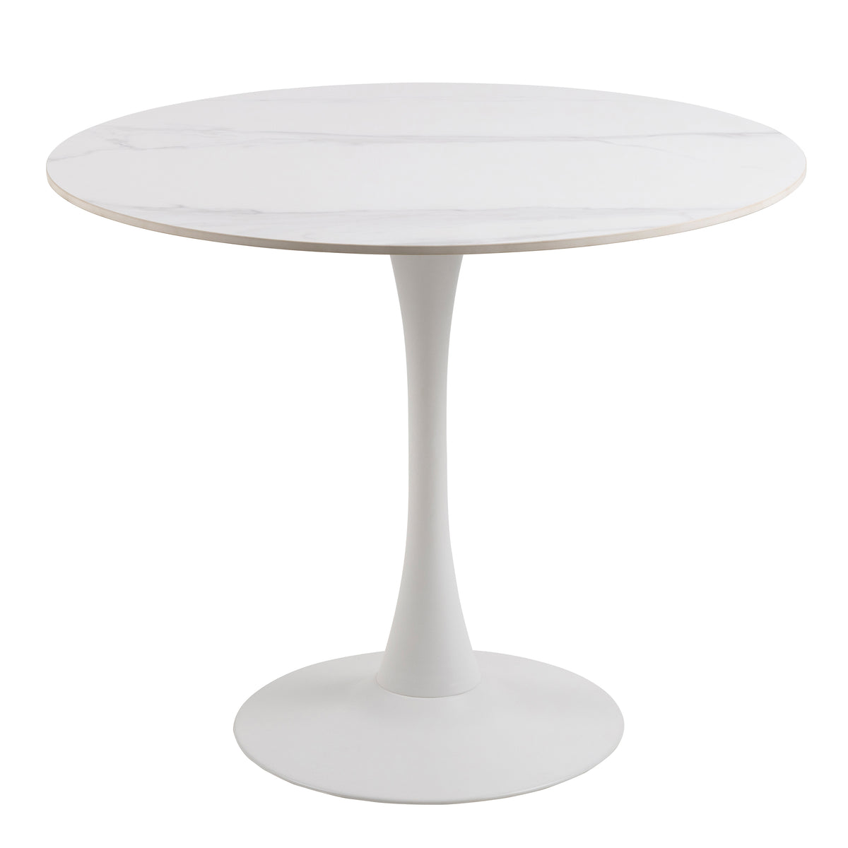 Malta Ceramic Round Dining Table in White 90x75cm