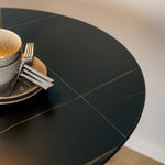 Malta Ceramic Round Dining Table in Black 90x75cm