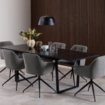 Amble Extending Dining Table with Black Marble Melamine Top & Black Legs 160-220