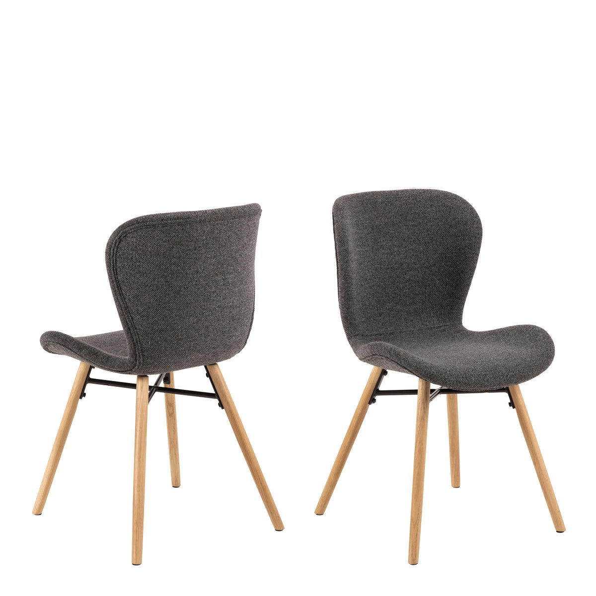 Batilda Dining Chairs with Grey Fabric and Oak Set of 2