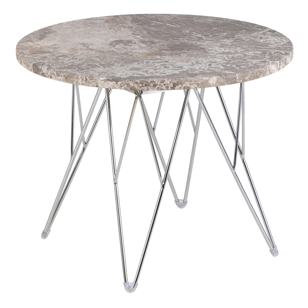 Prunus Round Side Tablewith Grey-Brown Marble Top