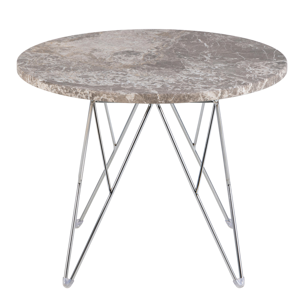 Prunus Round Side Tablewith Grey-Brown Marble Top