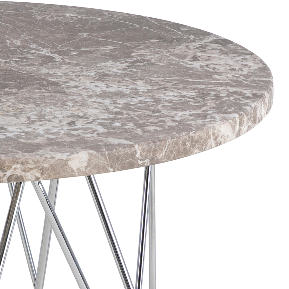 Prunus Round Side Tablewith Grey-Brown Marble Top