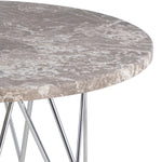 Prunus Round Side Tablewith Grey-Brown Marble Top