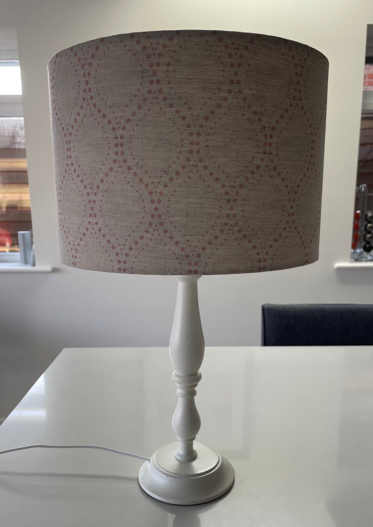 Beige and Pink Dot Drum Lampshade