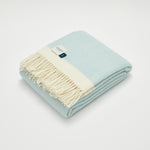 Herringbone Wool Blanket Light Duck Egg Blue