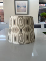 Handmade Empire or Candle Clip Lampshade in Beige and Cream Ikat fabric