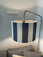 Navy Blue Striped doubled sided lined Drum Lampshade