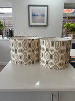 Beige and Cream Ikat Drum Lampshade