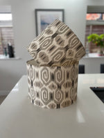 Beige and Cream Ikat Drum Lampshade