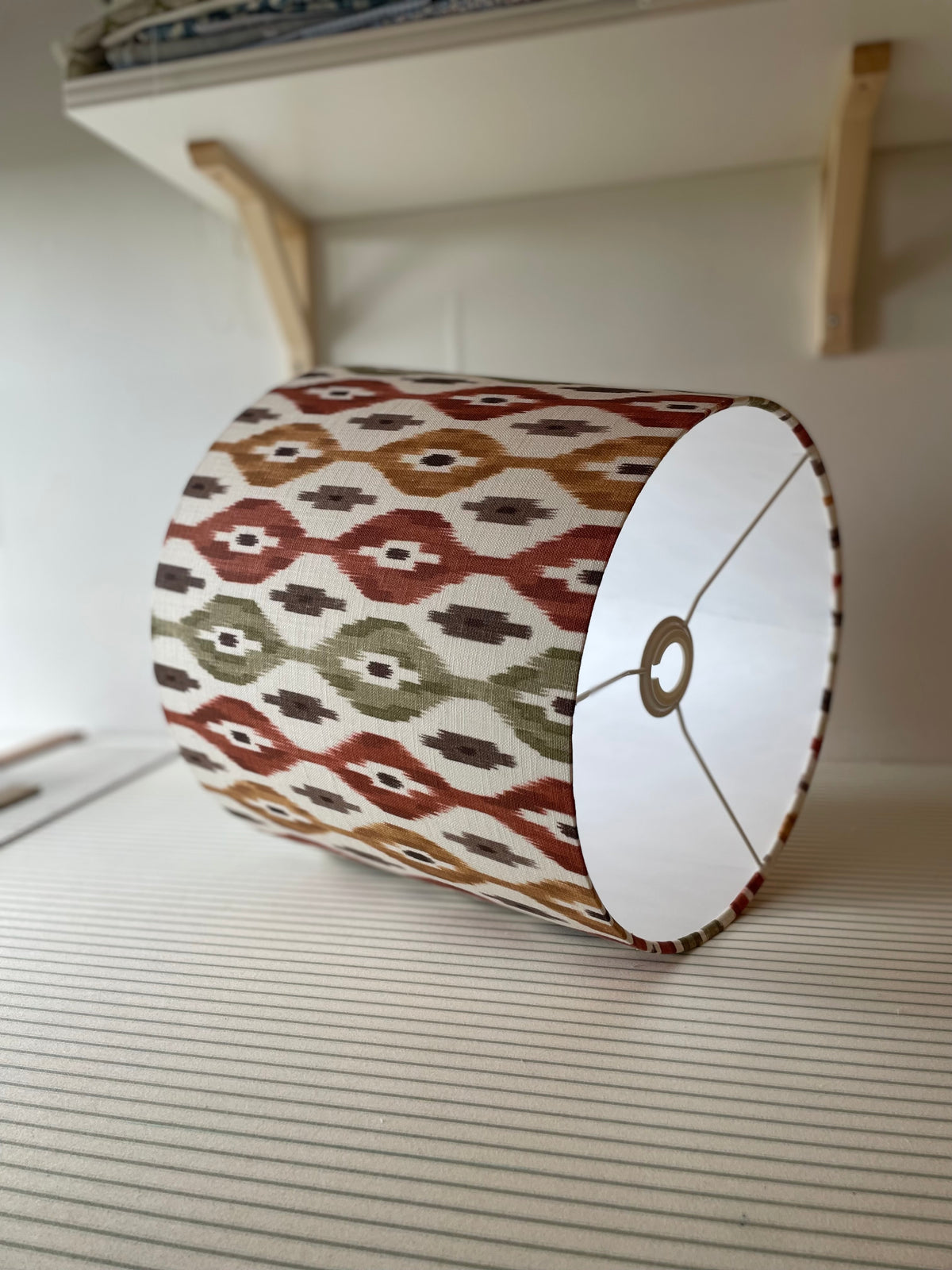 Handmade Empire or Candle Clip Lampshade in Red, Rust and OrangeIkat fabric (Copy)
