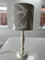 Fly Away Swallows Drum Lampshade in Grey