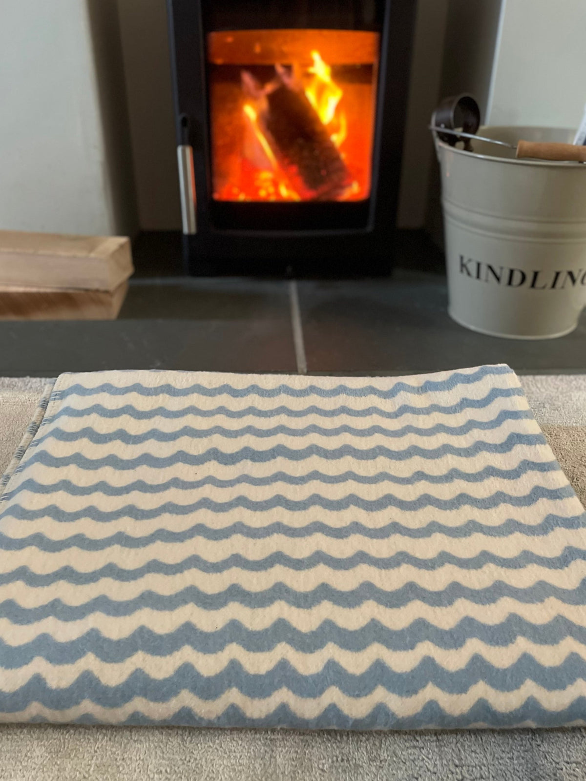 Recycled Cotton Blanket in Powder Blue Swell