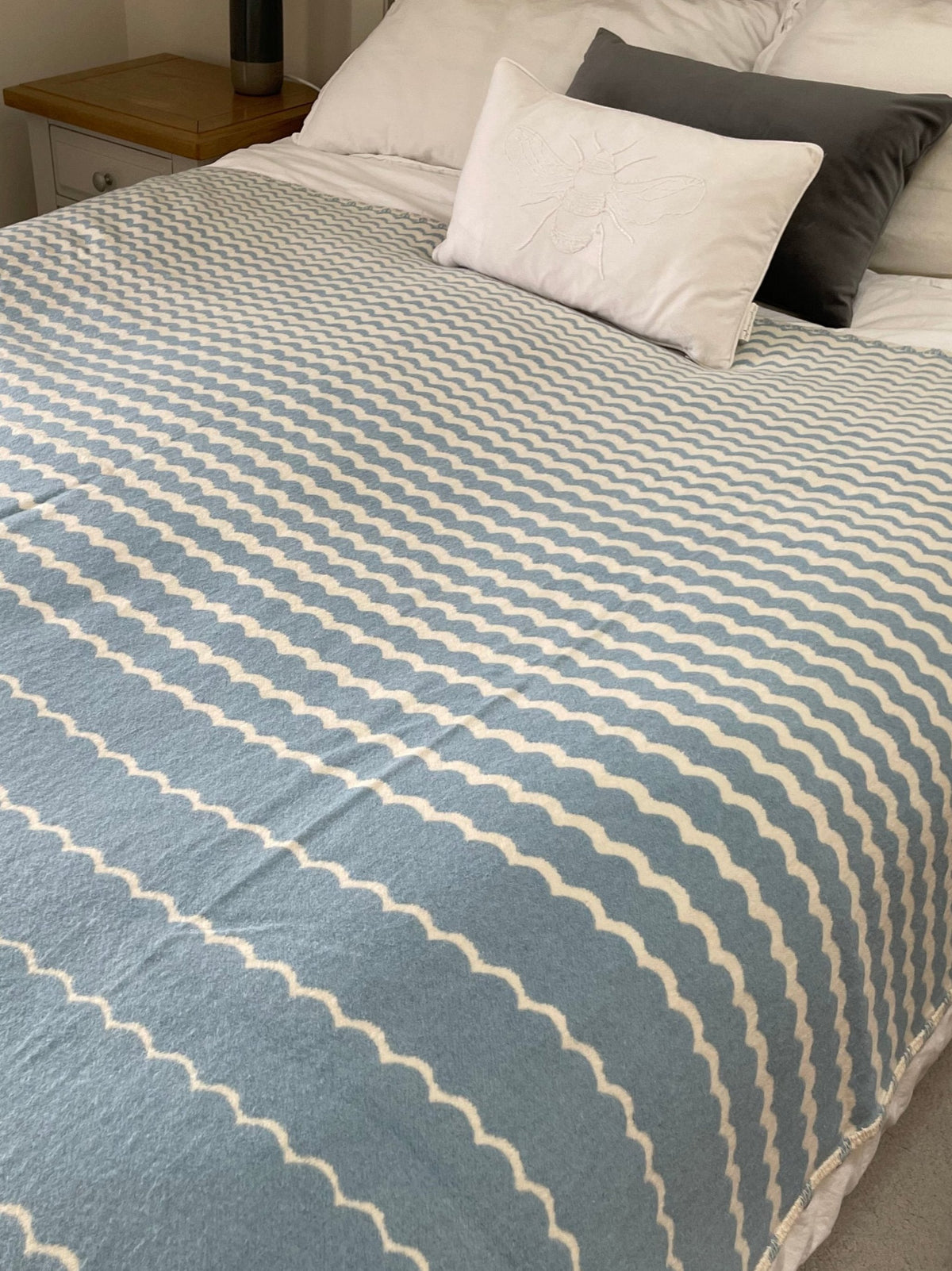 Recycled Cotton Blanket in Powder Blue Swell