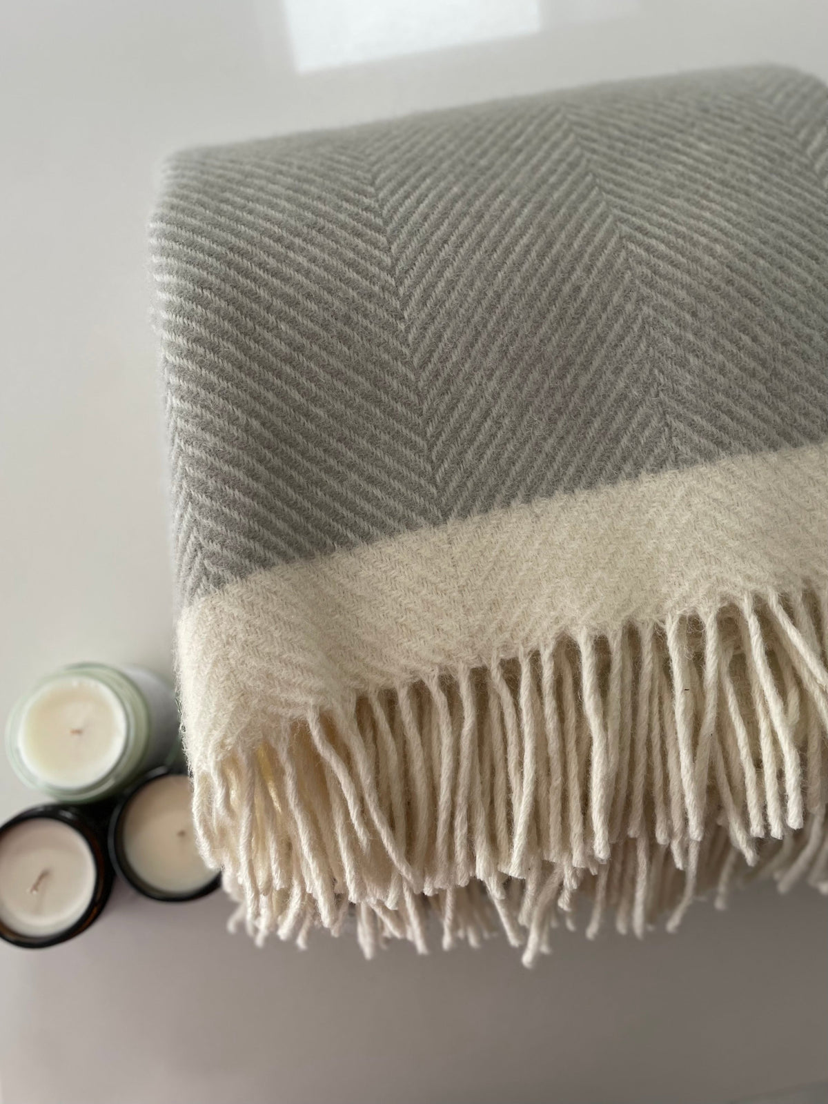 Herringbone Wool Blanket Harbour Mist