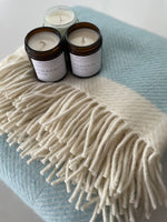 Herringbone Wool Blanket Light Duck Egg Blue