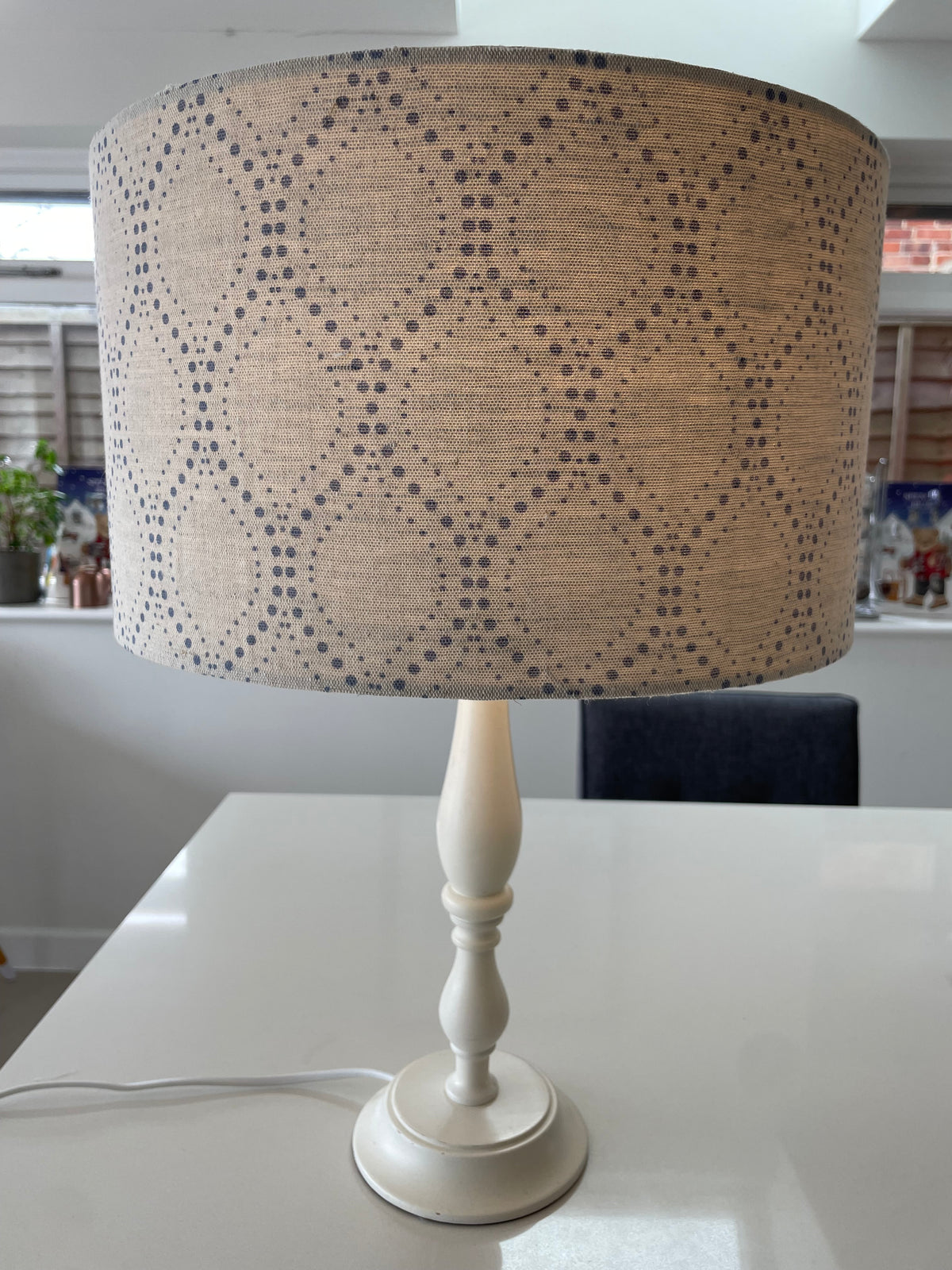 Beige and Blue Dot Drum Lampshade