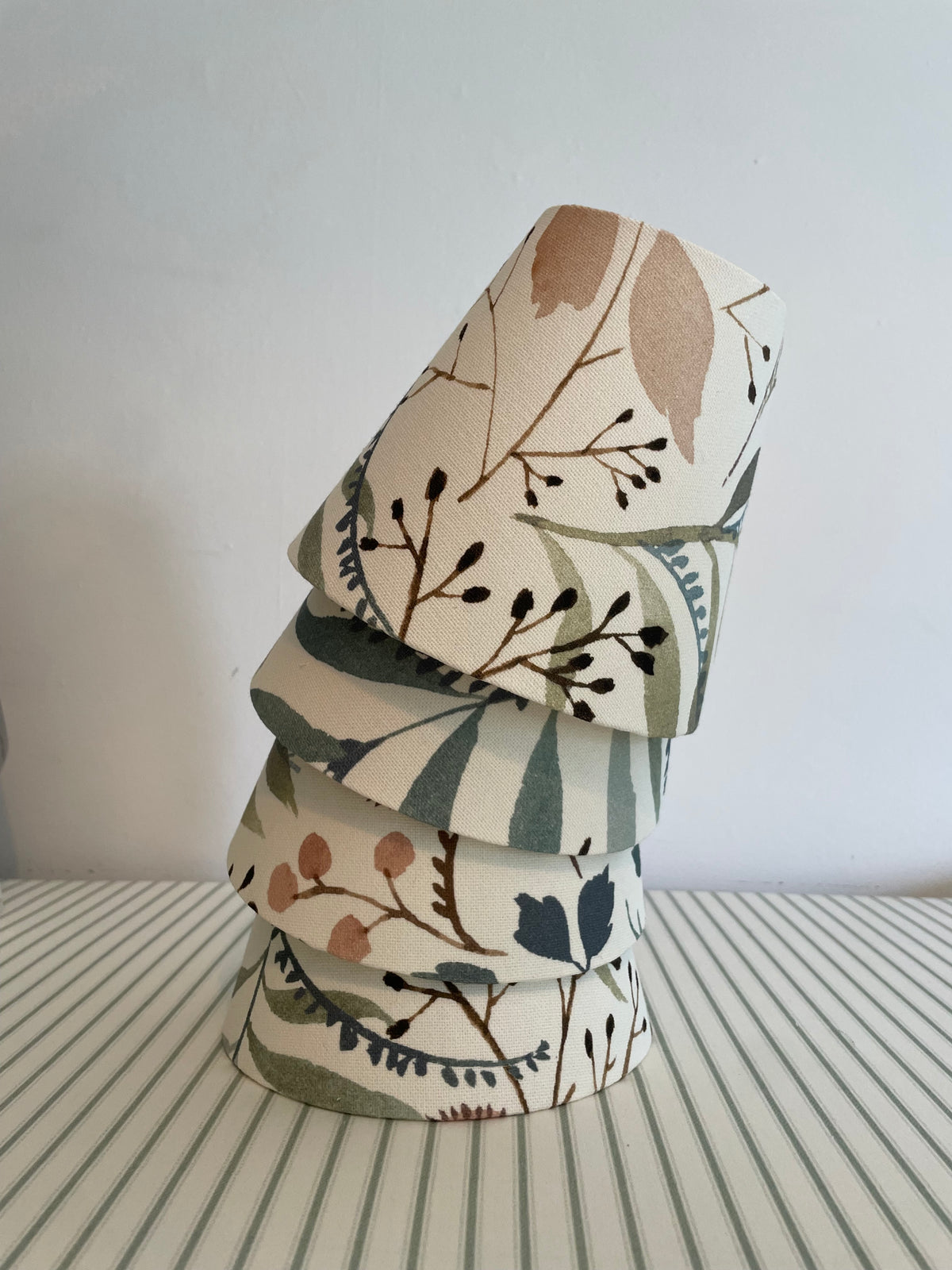 Handmade Empire or Candle Clip lampshade in cream, rose and blue floral print