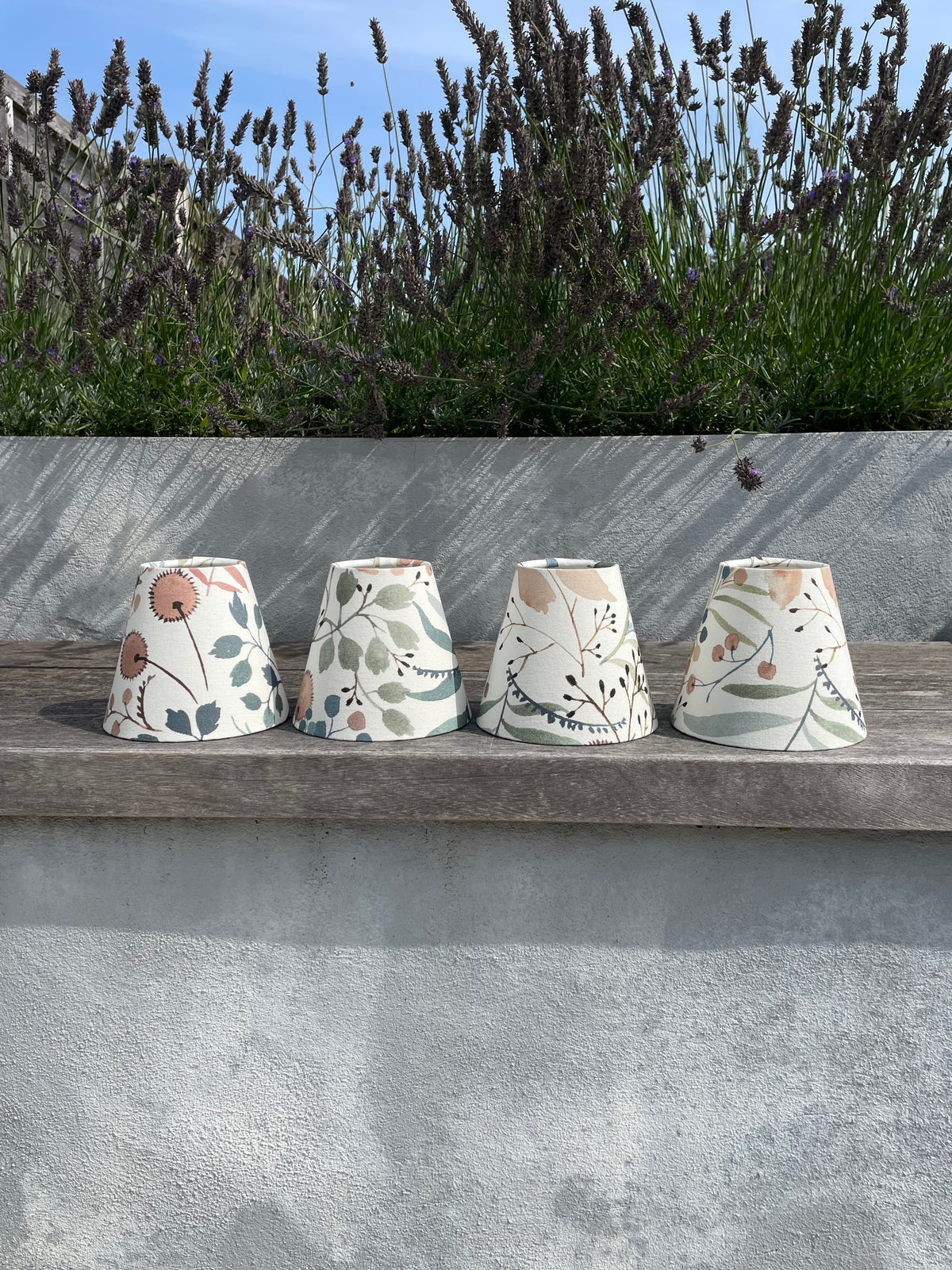 Handmade Empire or Candle Clip lampshade in cream, rose and blue floral print