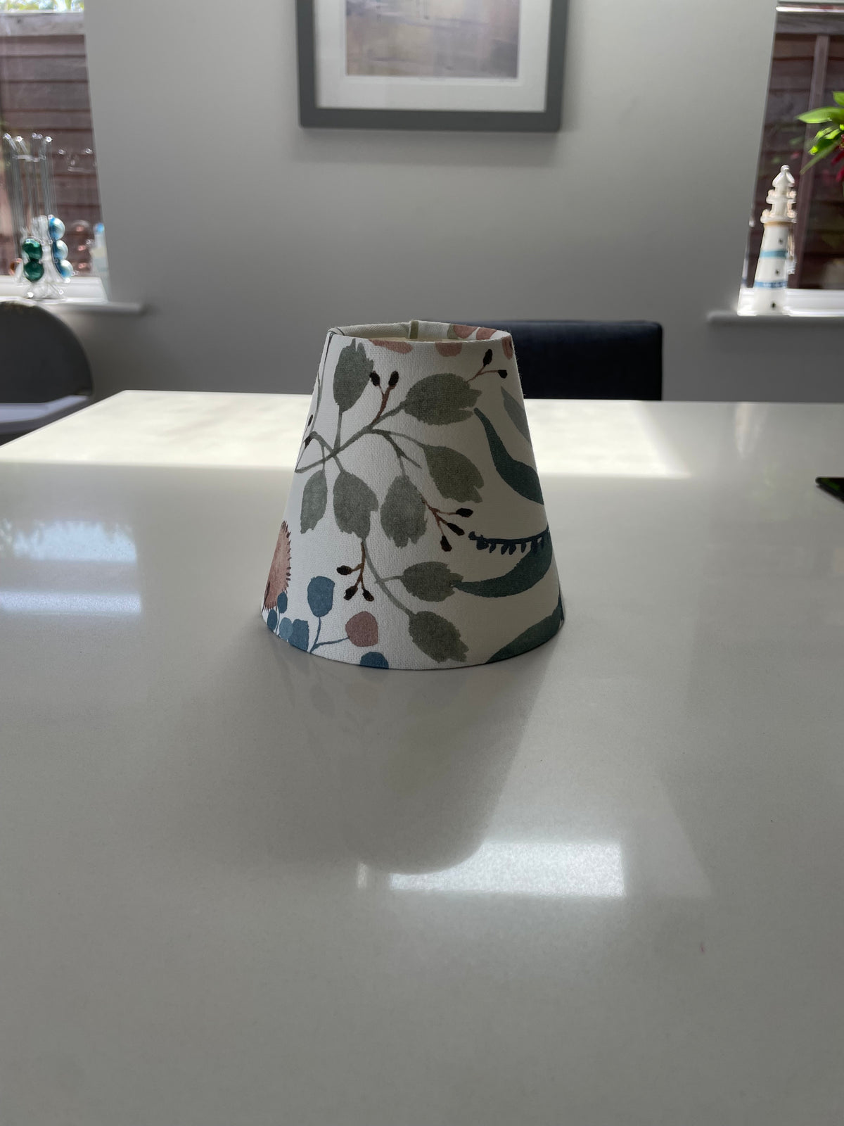 Handmade Empire or Candle Clip lampshade in cream, rose and blue floral print
