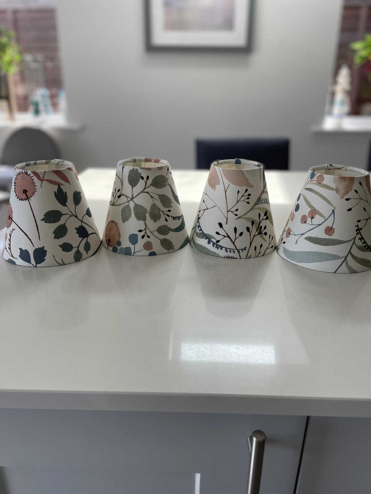 Handmade Empire or Candle Clip lampshade in cream, rose and blue floral print