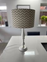 Beige and Green Zig Zag Drum Lampshade