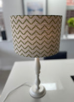 Beige and Green Zig Zag Drum Lampshade
