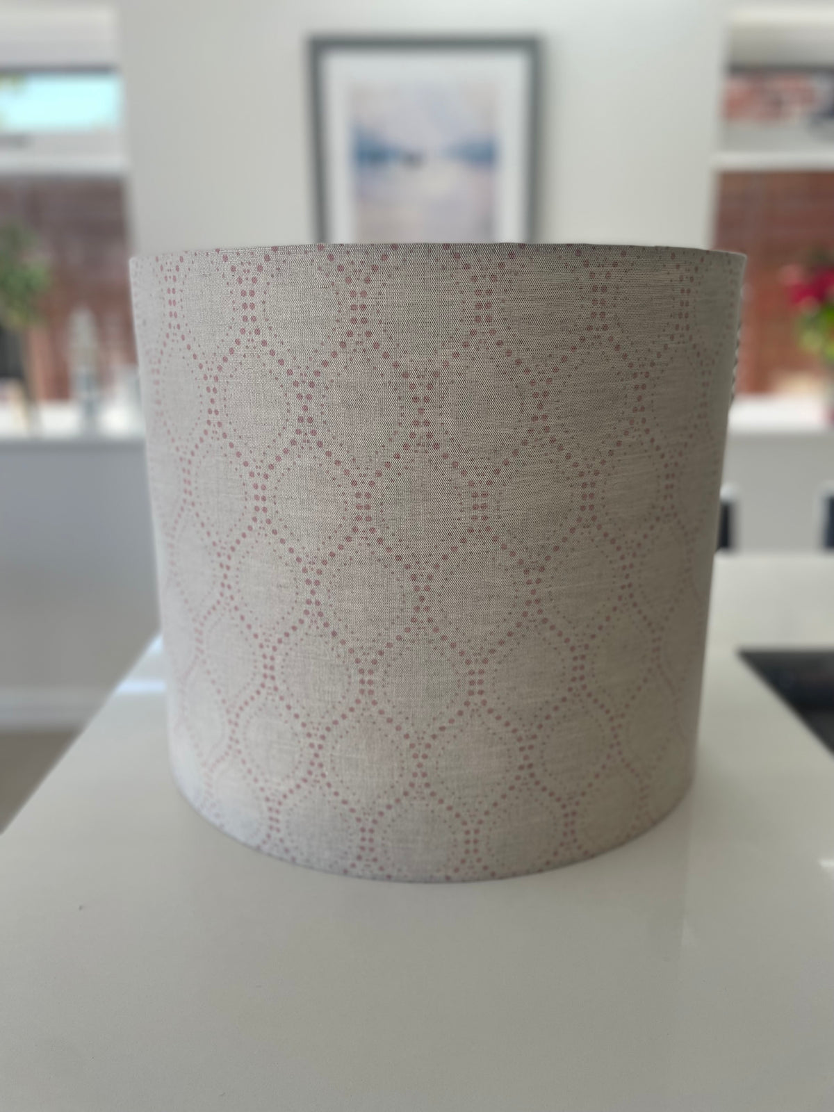 Beige and Pink Dot Drum Lampshade