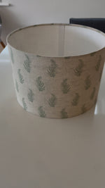 Beige and Green Leaf Drum Lampshade