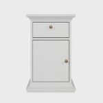 Paris Nightstand 1 Door + 1 Drawer in White