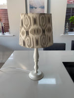 Handmade Empire or Candle Clip Lampshade in Beige and Cream Ikat fabric